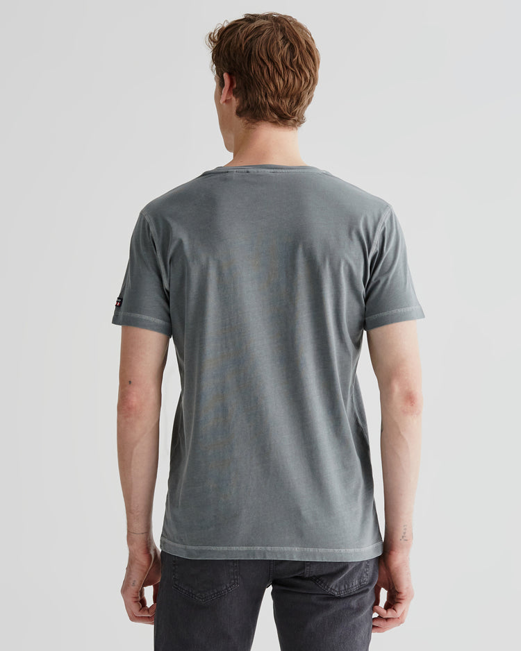 Bawełniany t-shirt męski z nadrukiem i okrągłym kołnierzykiem regular fit