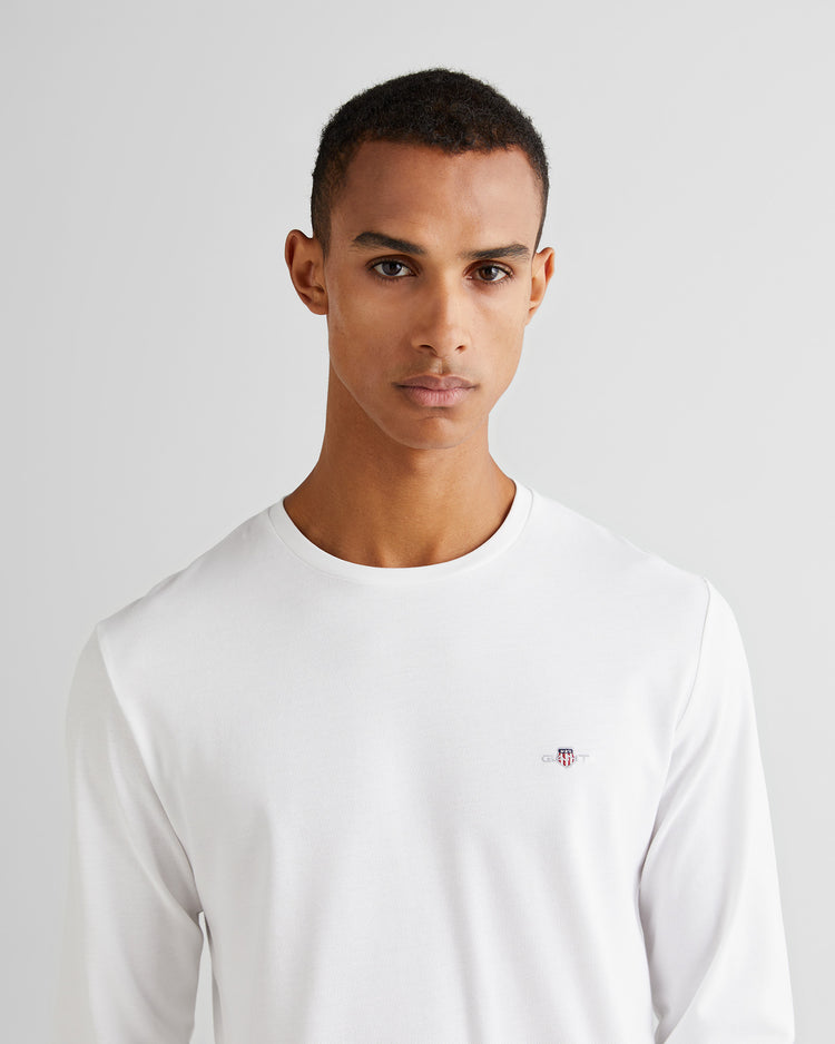 Koszulka męska z długim rękawem z okrągłym dekoltem slim fit