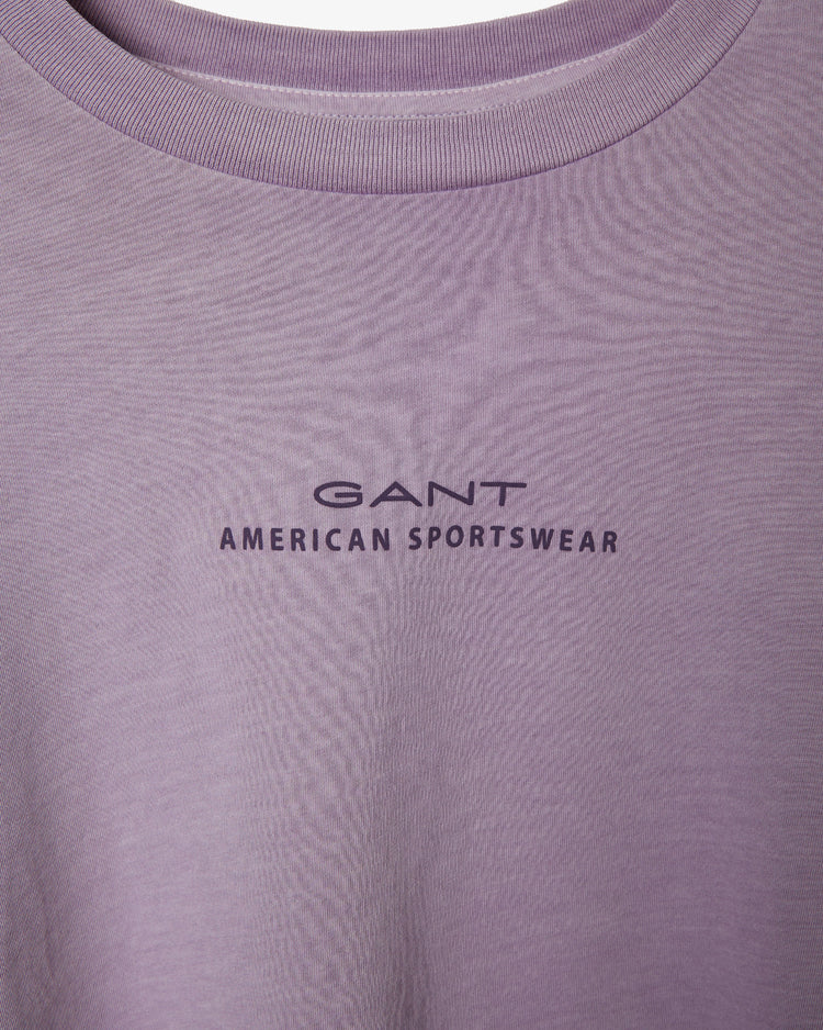 Bawełniana koszulka damska z nadrukiem regular fit fioletowa