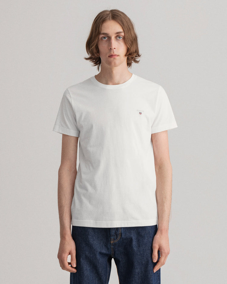 Męski biały t-shirt slim fit