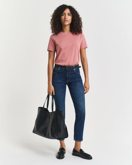 T-shirt damski z krótkim rękawem i okrągłym dekoltem regular fit