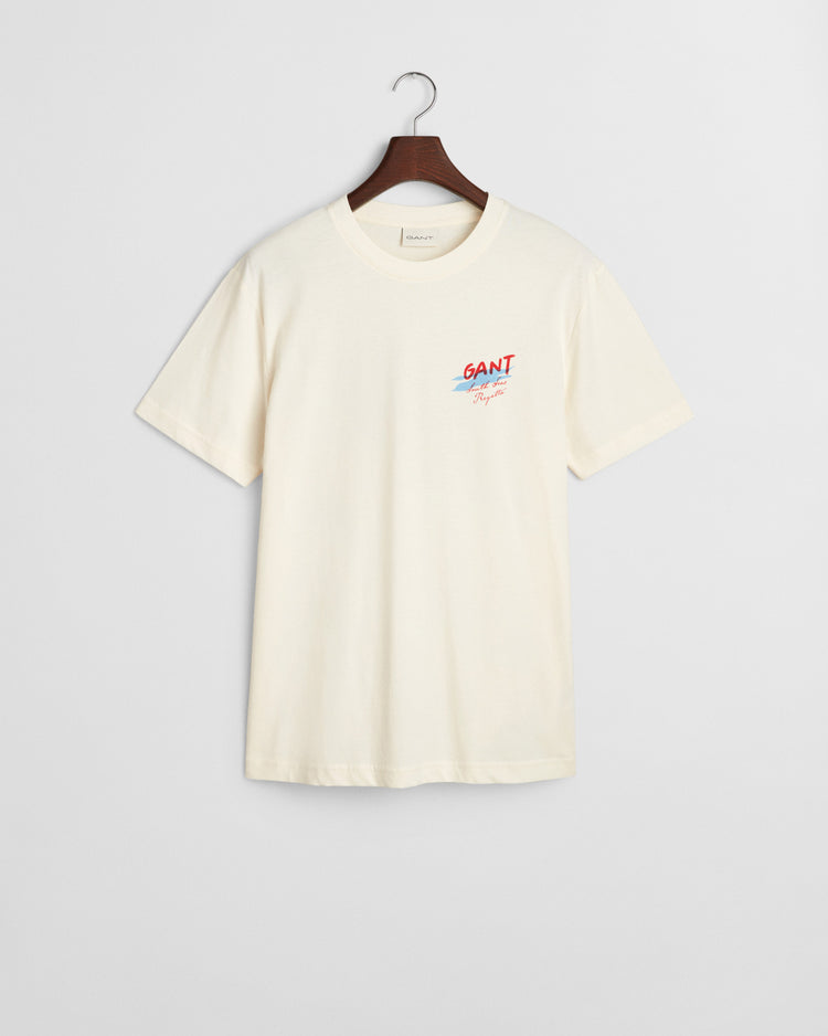 T-shirt męski z nadrukiem okrągły kołnierzyk regular fit