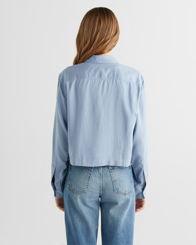 Koszula damska z długim rękawem niebieska