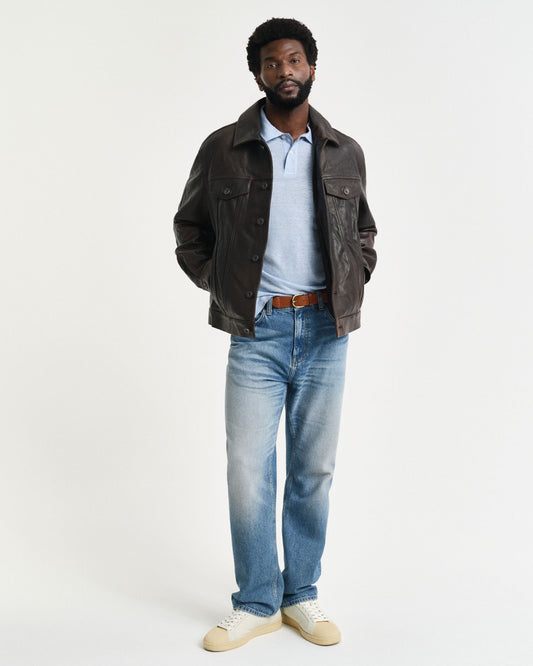 Polo męskie z krótkim rękawem regular fit niebieskie