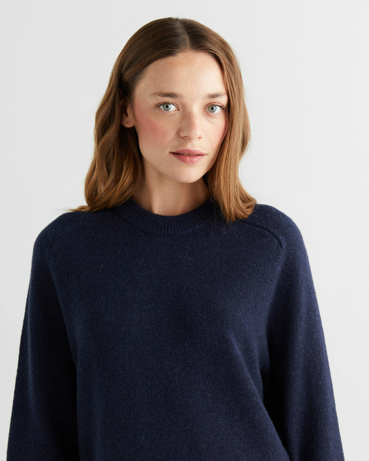 Sweter z jodełką z okrągłym dekoltem