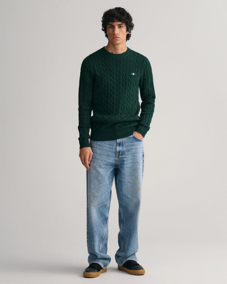 Sweter męski z okrągłym dekoltem regular fit zielony