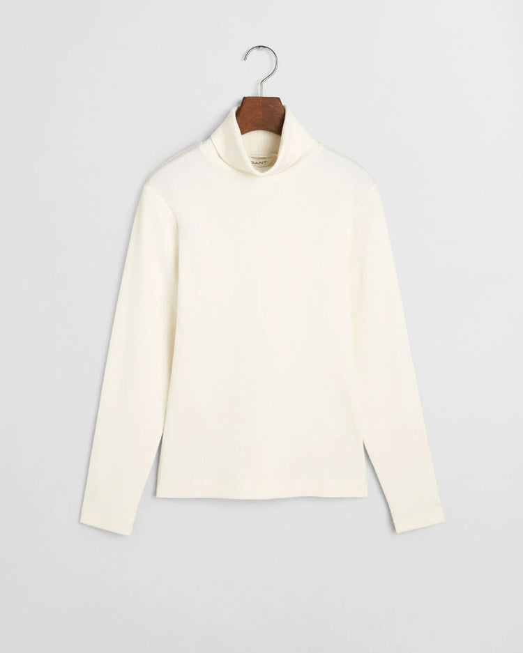 Koszulka damska z golfem z długim rękawem regular fit biała