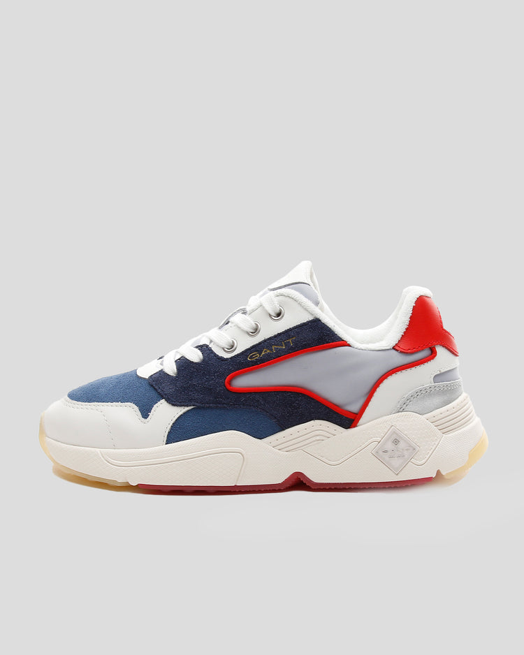 Damskie niebieskie skórzane sneakersy