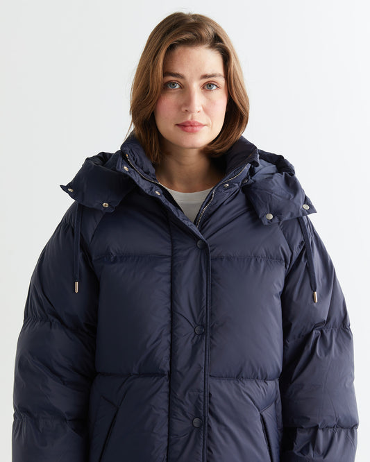 Kurtka damska z kapturem relaxed fit granatowa