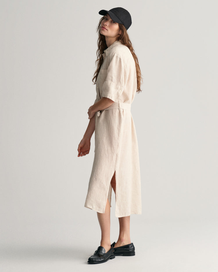 Spódnica damska z kołnierzykiem polo relaxed fit beżowa