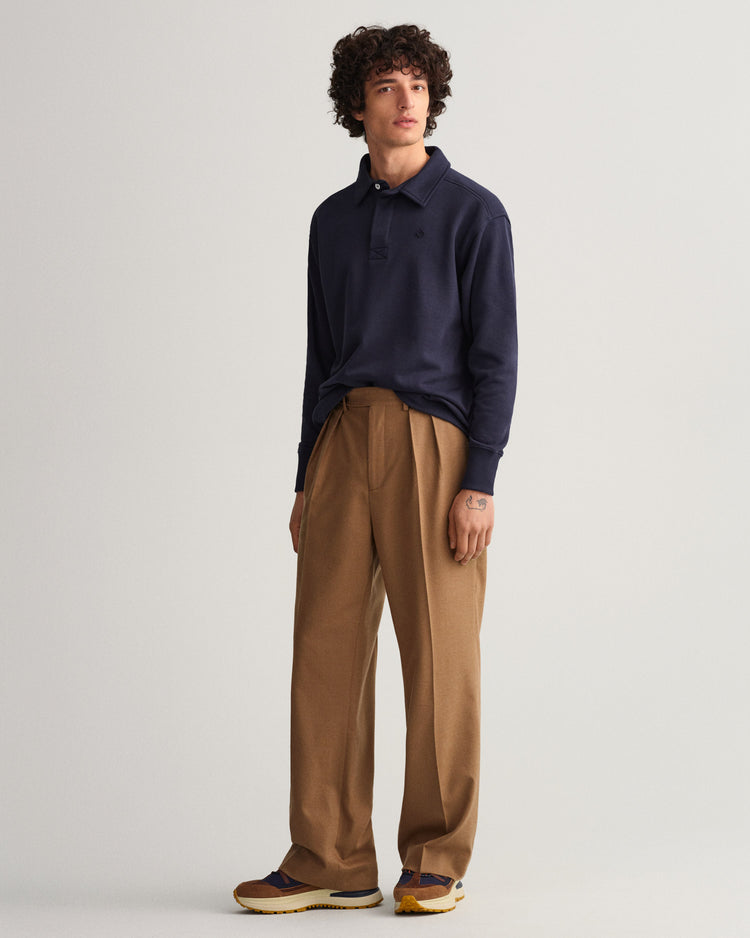 Bawełniana bluza męska z kołnierzykiem polo relaxed fit