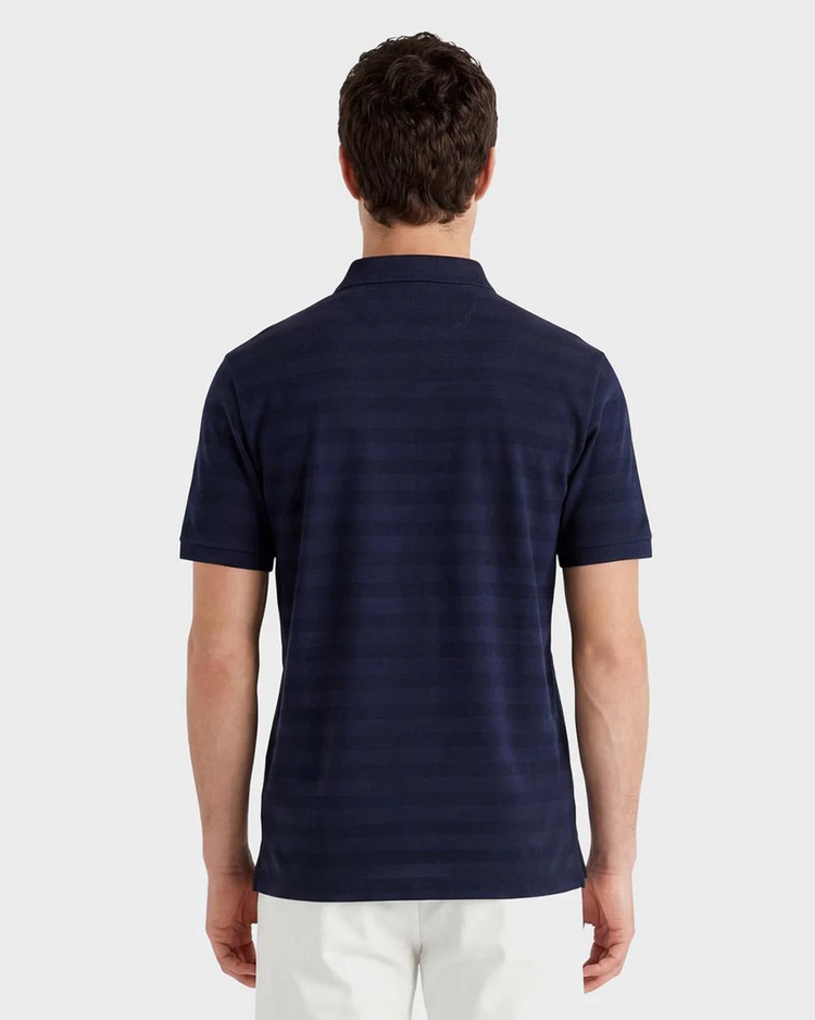 Bawełniana polo męska w paski z krótkim rękawem regular fit