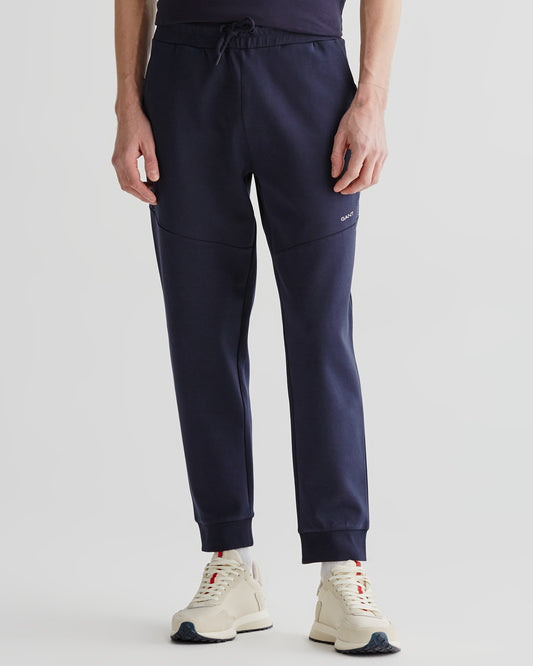 Spodnie dresowe męskie z nadrukiem regular fit granatowe