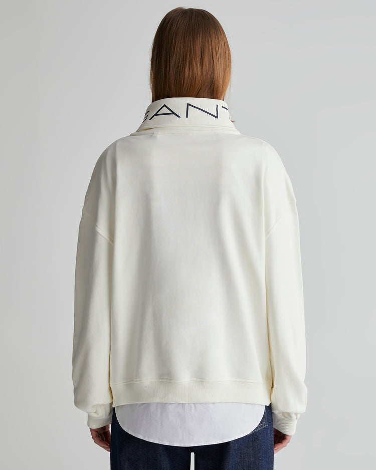 Bawełniana bluza damska z zamkiem do połowy oversize fit