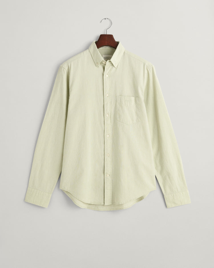 Bawełniana koszula męska z długim rękawem regular fit zielona