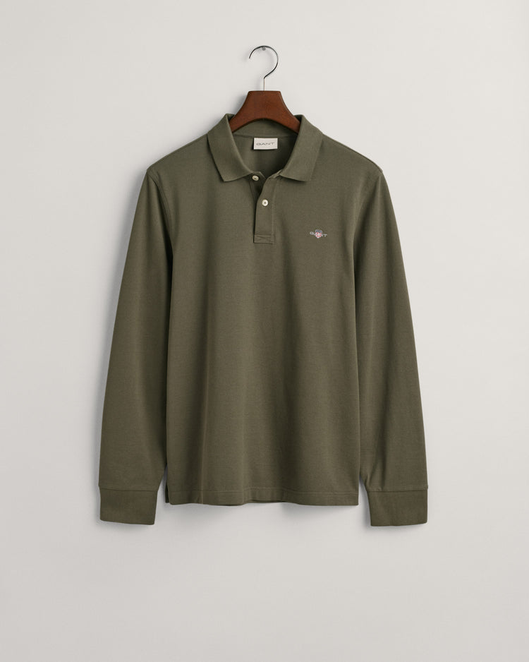 Bawełniana koszulka polo męska z długim rękawem regular fit