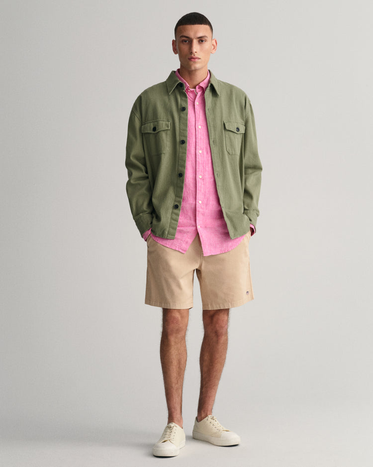 Lniana koszula regular fit różowa