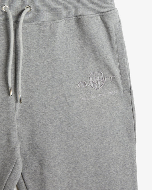 Bawełniane spodnie dresowe męskie z nadrukiem regular fit szare