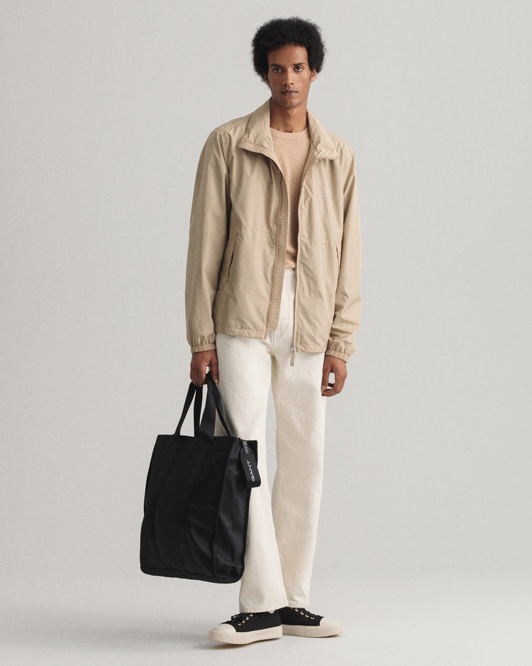 Kurtka męska z długim rękawem z zamkiem regular fit beżowa