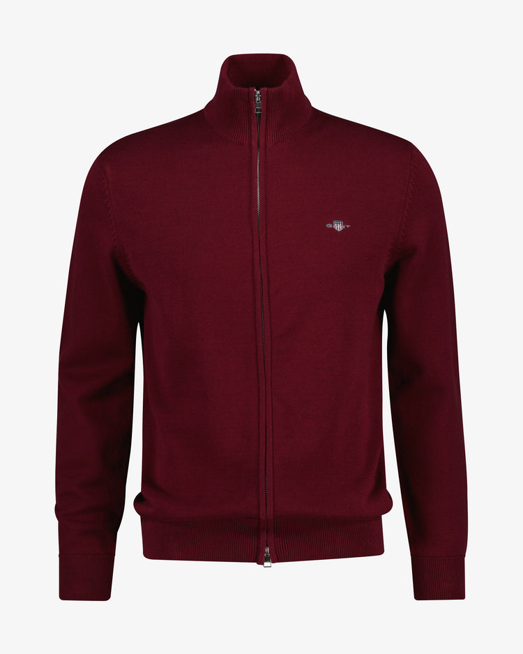 Sweter męski z zamkiem regular fit bordowy