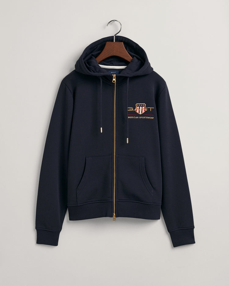 Bluza z kapturem, zamkiem błyskawicznym i nadrukiem