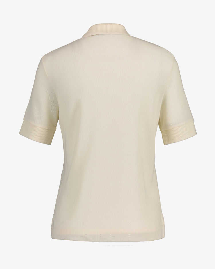 Polo damskie beżowe o luźnym kroju z logo