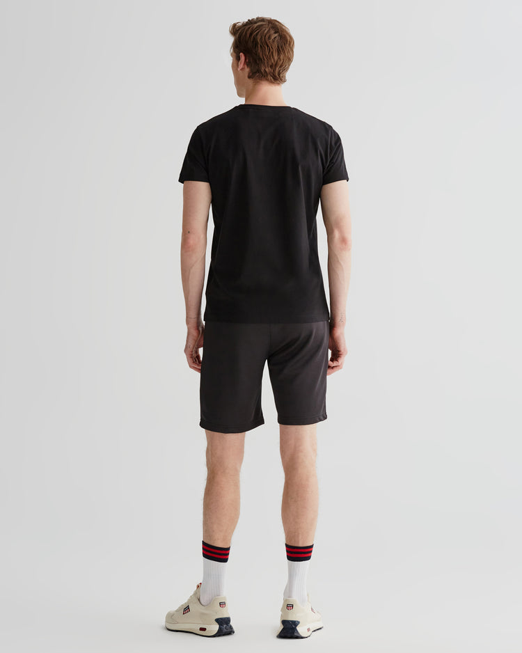 Bawełniana koszulka męska z okrągłym kołnierzykiem regular fit czarna