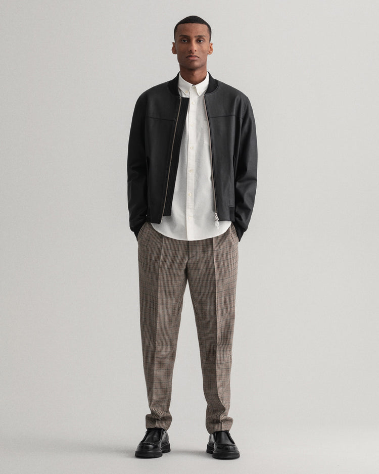 Skórzana kurtka męska regular fit czarna