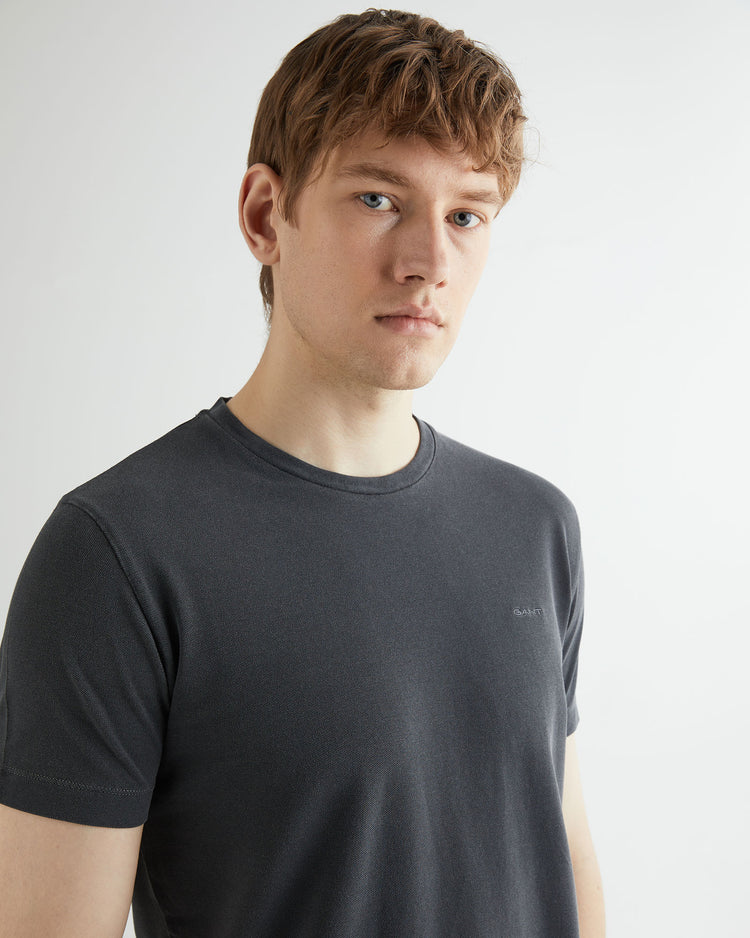 Bawełniany t-shirt męski z krótkim rękawem i okrągłym kołnierzykiem slim fit