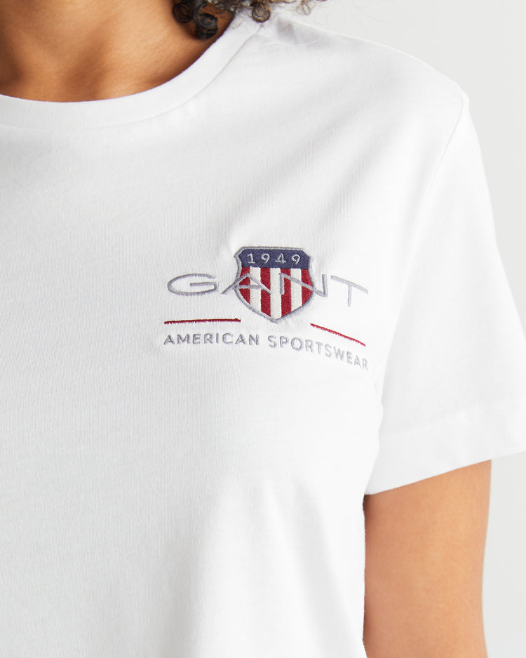 Bawełniany t-shirt damski z nadrukiem okrągły dekolt regular fit