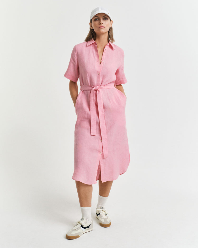 Sukienka damska z krótkim rękawem i kołnierzykiem w szpic regular fit