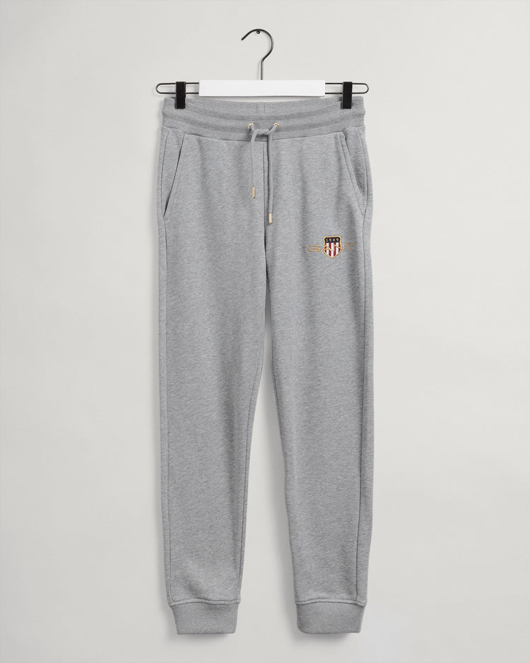 Spodnie dresowe damskie z nadrukiem slim fit szare