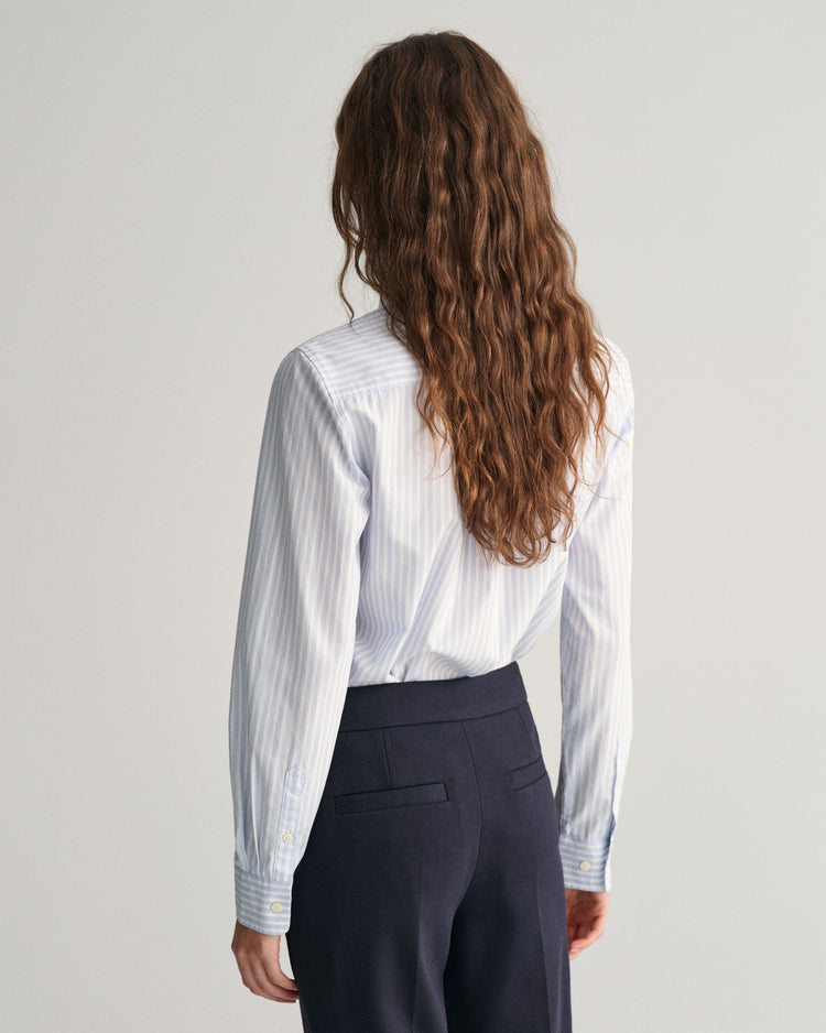 Bawełniana koszula damska w paski z długim rękawem regular fit