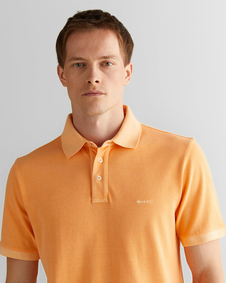Polo męskie z krótkim rękawem regular fit pomarańczowe