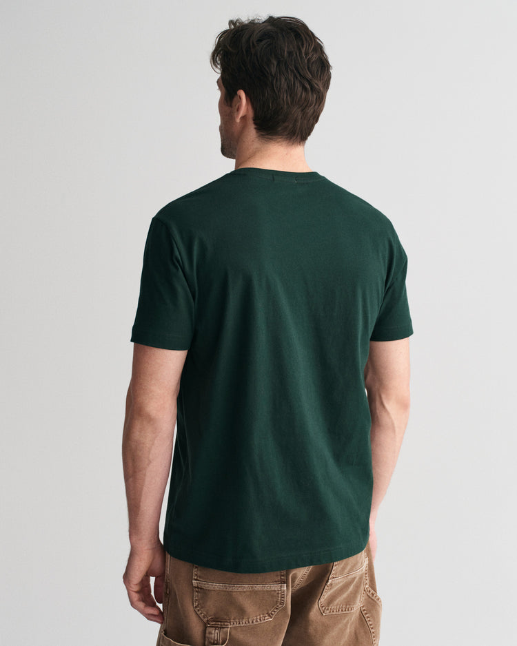 T-shirt męski z okrągłym dekoltem regular fit zielony