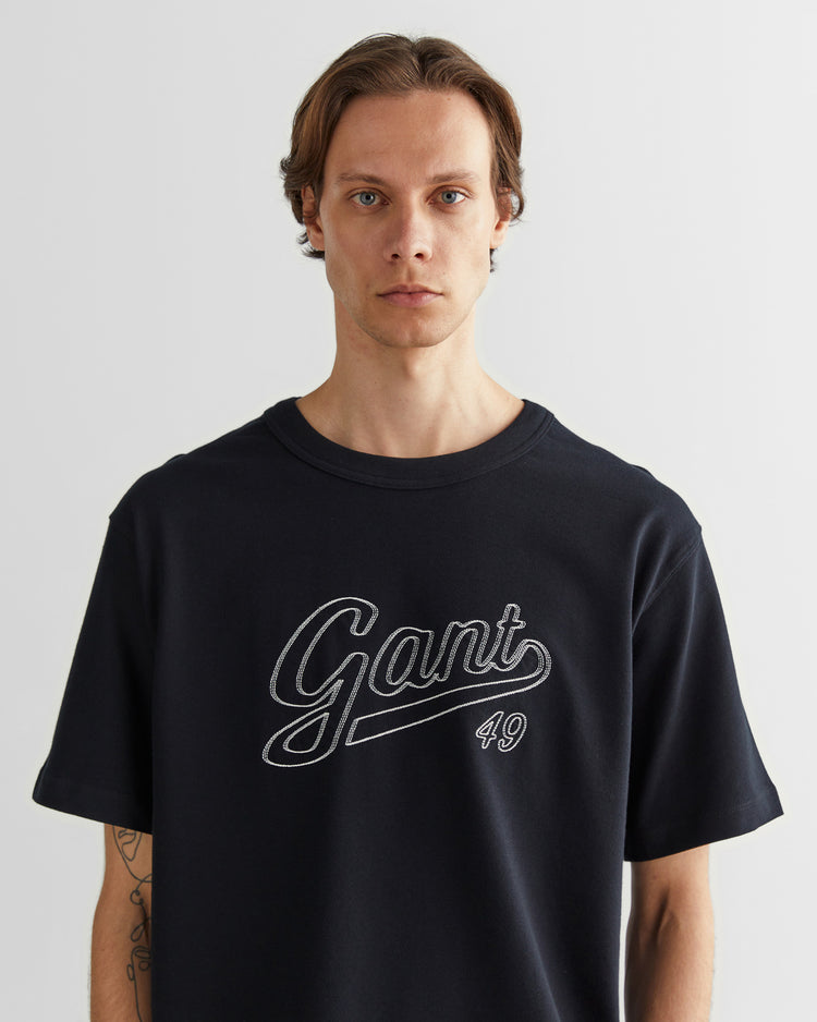 Bawełniany t-shirt męski z nadrukiem okrągły kołnierzyk relaxed fit