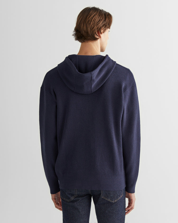 Sweter rozpinany męski z nadrukiem z kapturem regular fit