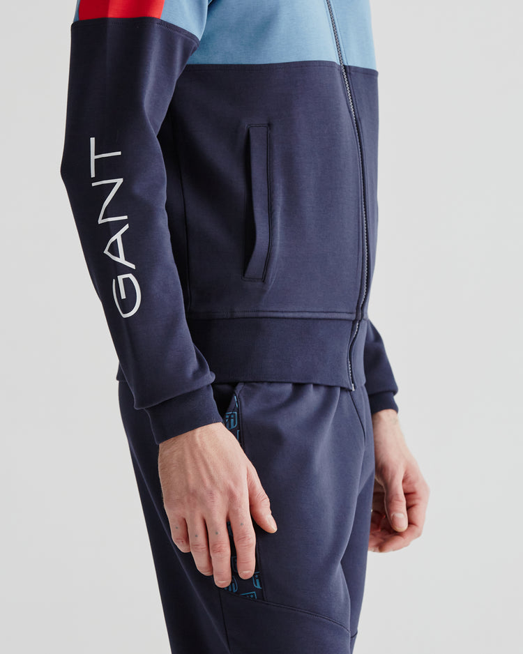 Męska granatowa bluza z kapturem z logo, regular fit