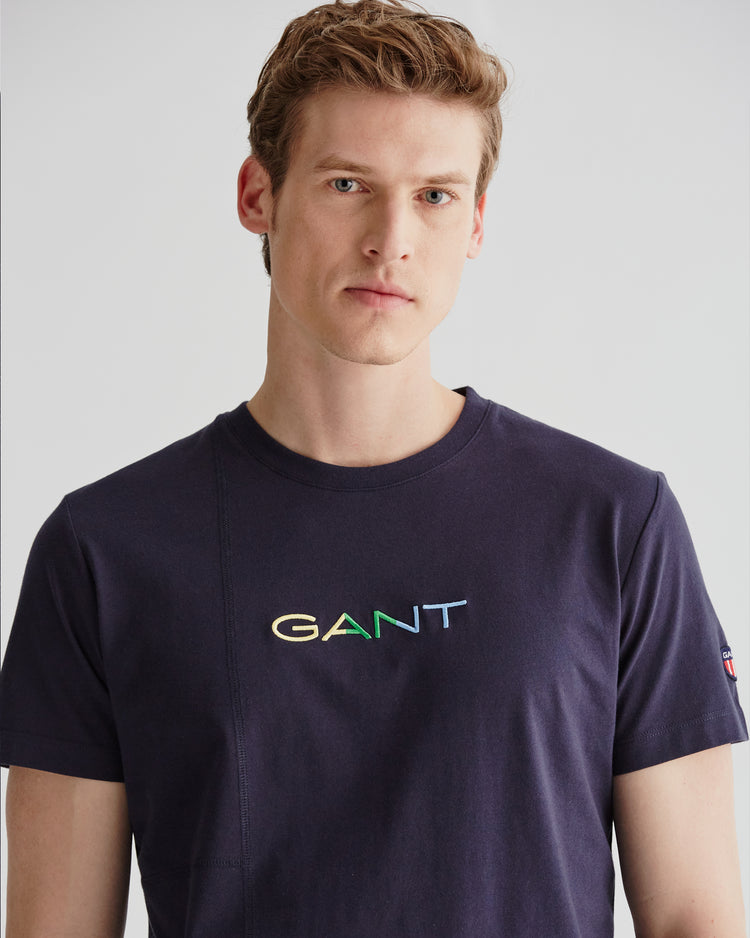 Bawełniany t-shirt męski z nadrukiem okrągły kołnierzyk regular fit