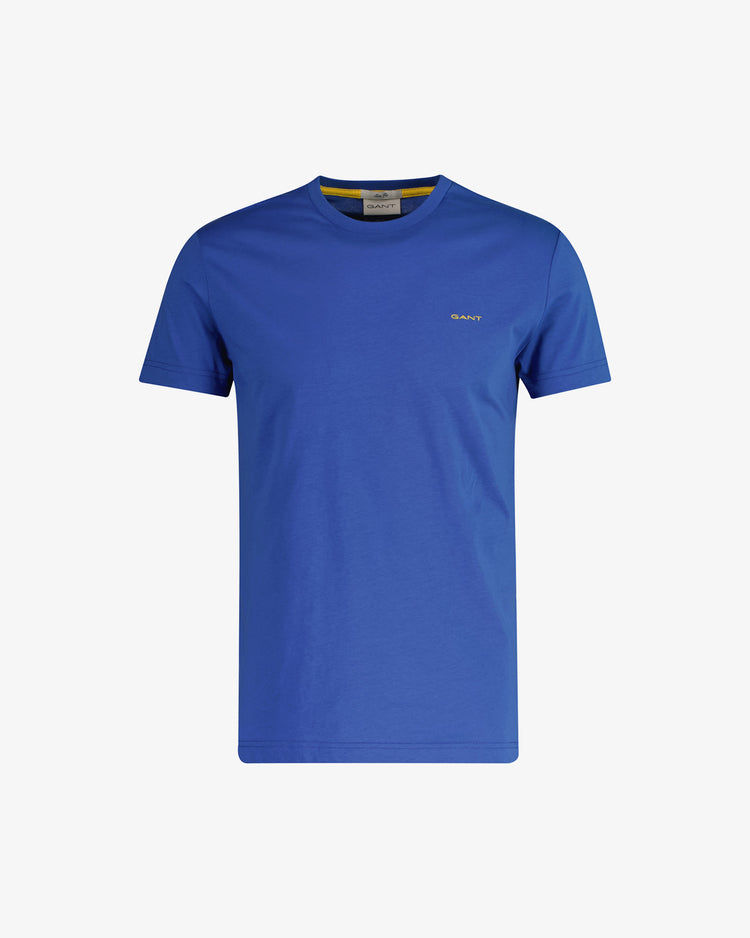 T-shirt męski z okrągłym kołnierzykiem slim fit niebieski