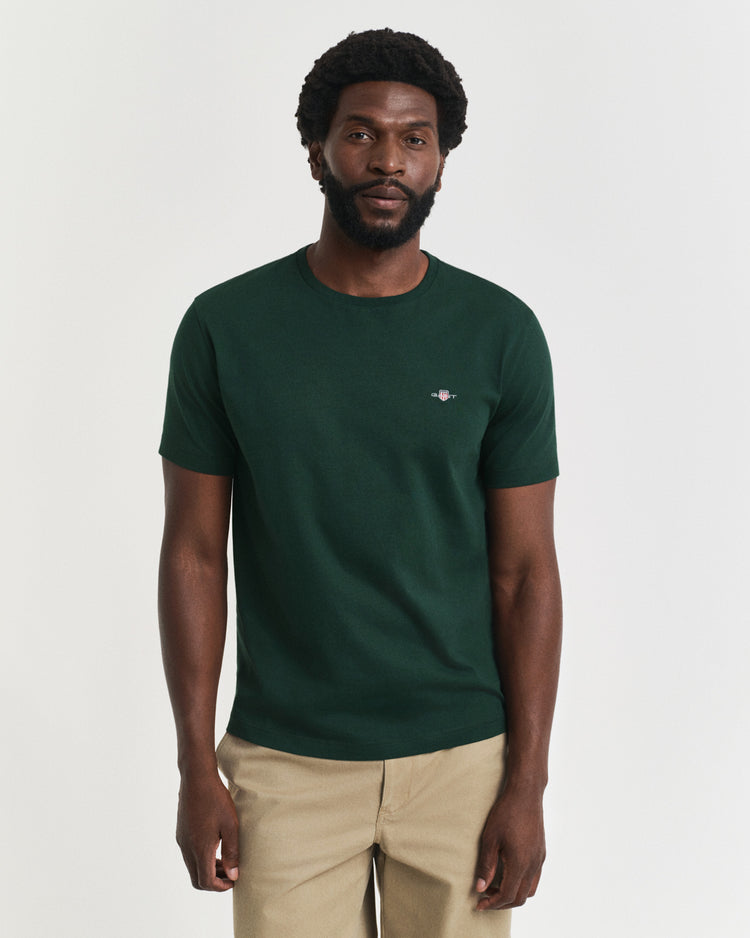 T-shirt męski z okrągłym dekoltem regular fit zielony