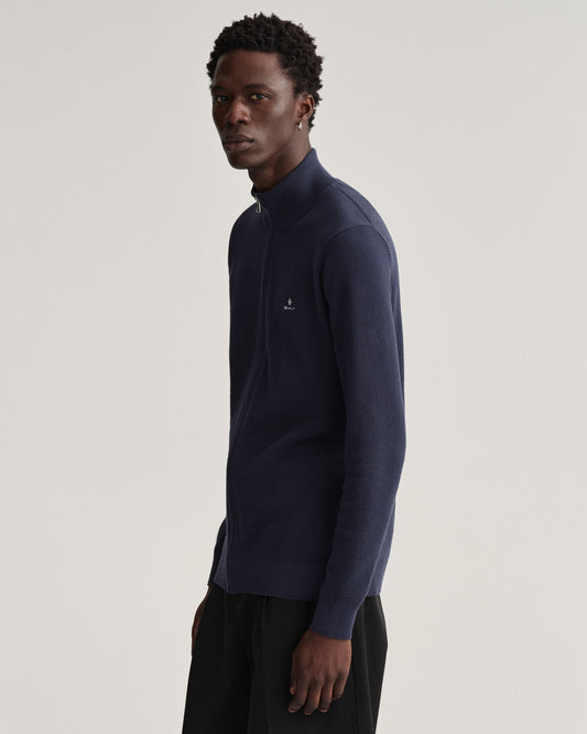 Męski kardigan z piki bawełnianej rozsuwany