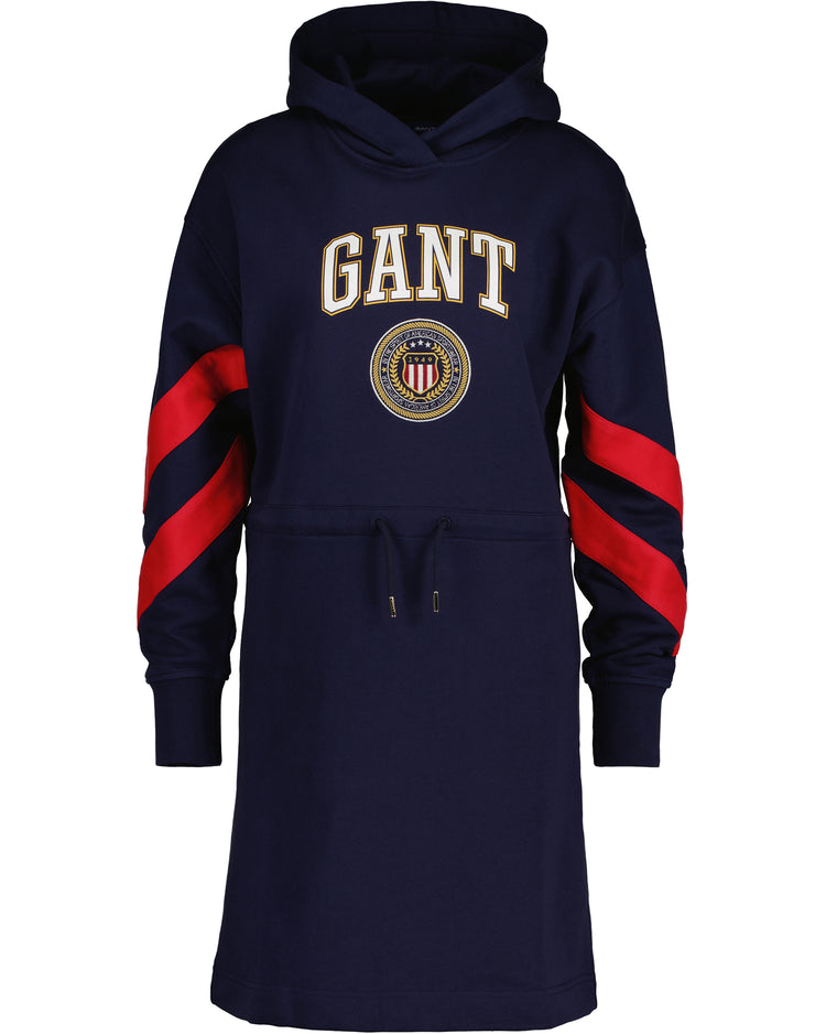 Bawełniana sukienka damska z długim rękawem niebieska