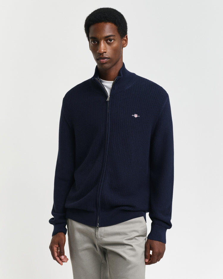 Sweter rozpinany męski z zamkiem regular fit granatowy