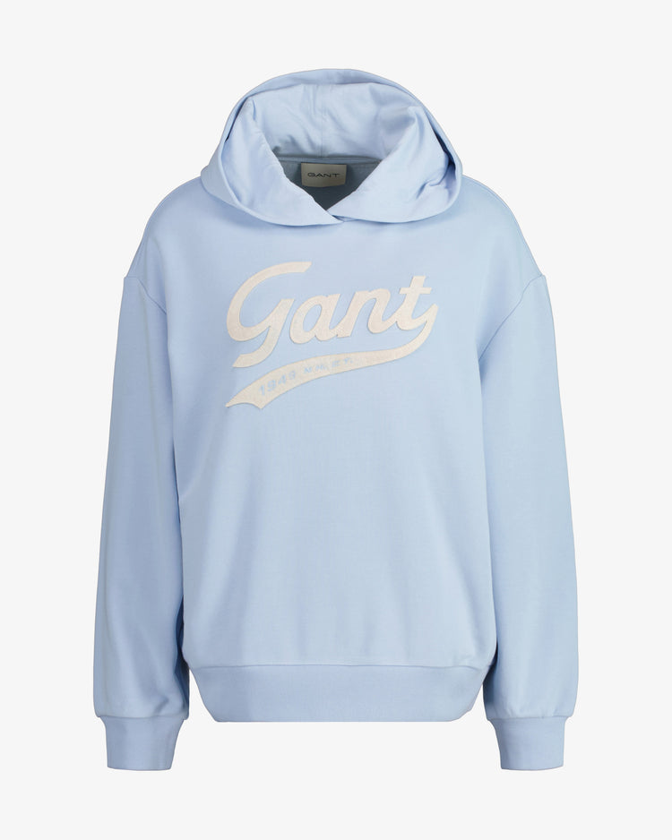 Bluza damska z nadrukiem z kapturem niebieska