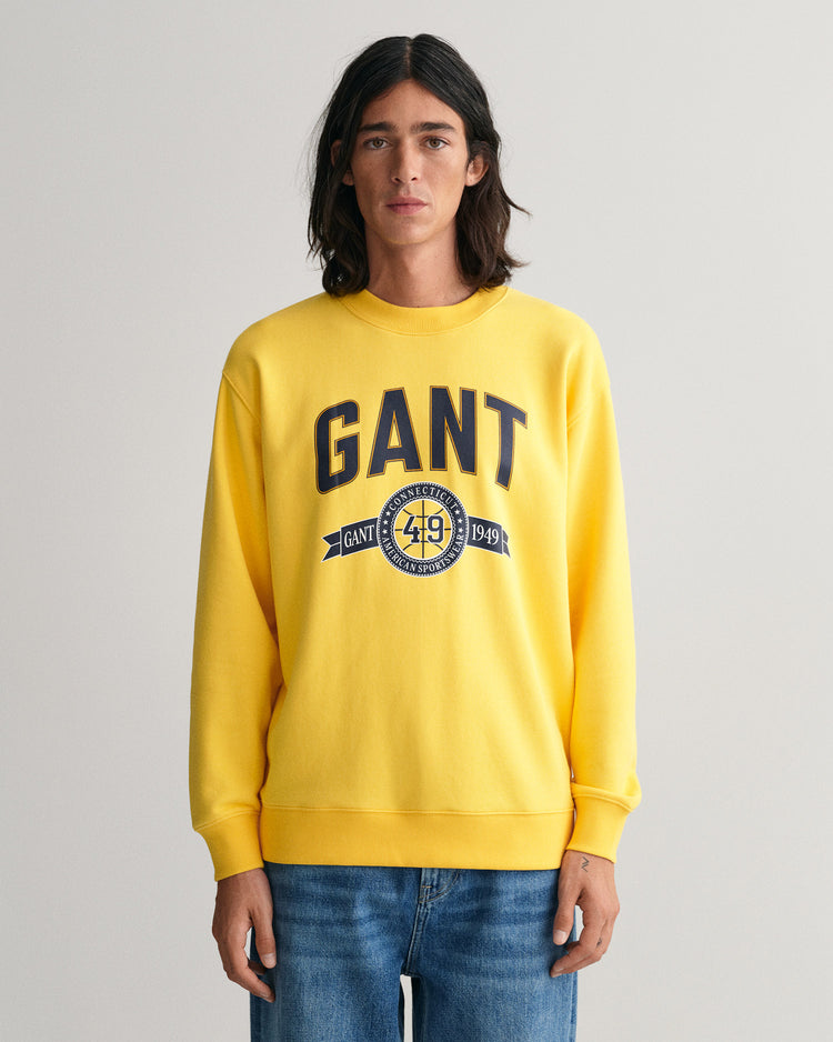 Bluza męska z nadrukiem relaxed fit żółta