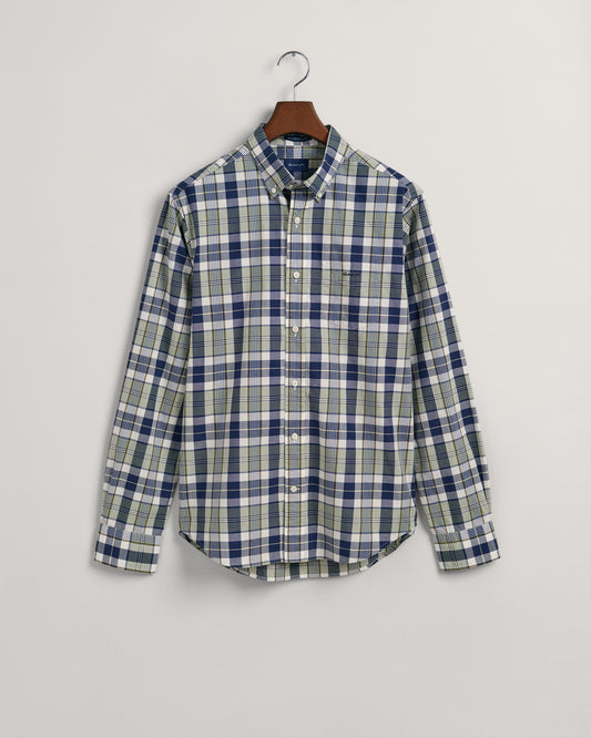 Bawełniana koszula męska w kratkę z długim rękawem regular fit