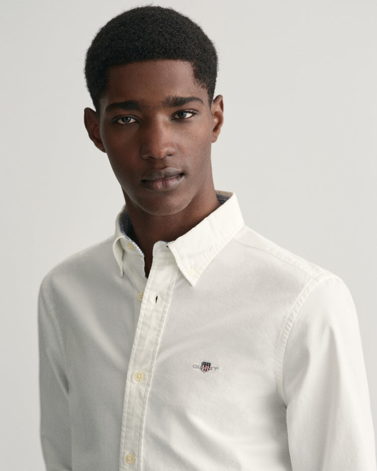 Koszula męska z długim rękawem slim fit biała