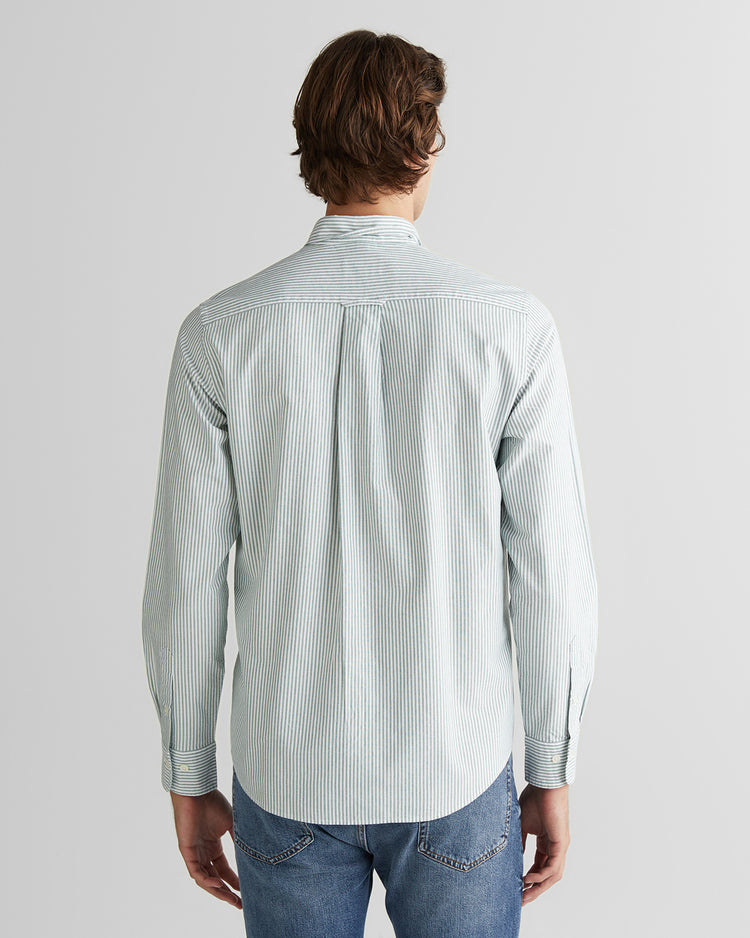 Koszula męska w paski z długim rękawem regular fit zielona