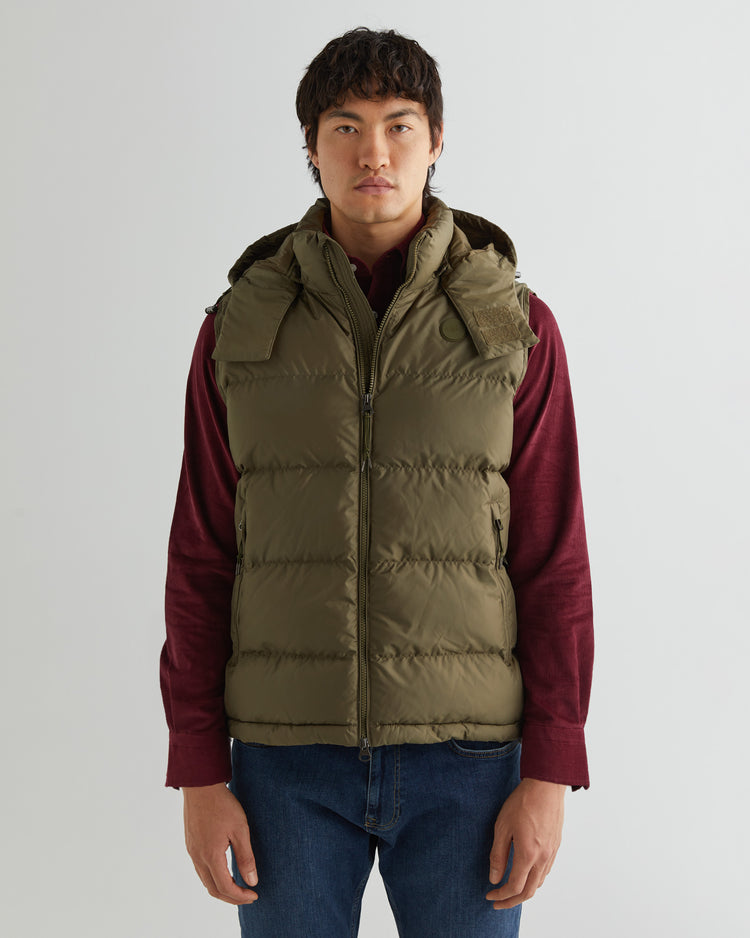 Bezrękawnik męski z kapturem regular fit zielony